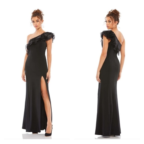 Mac Duggal 26372 NWT ONE SHOULDER RUFFLE EVENING GOWN - Picture 1 of 7